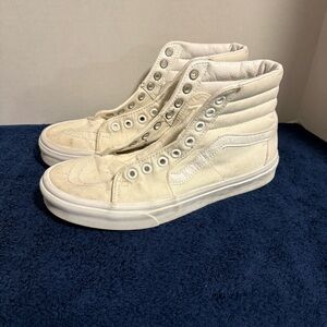 Vans Sk8-Hi Skate Shoes Women's 8 White High Top Canvas Lace Up - Skateboard